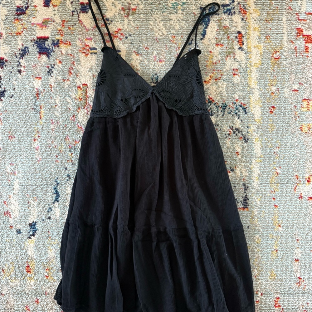 Black Lace Trim Dress